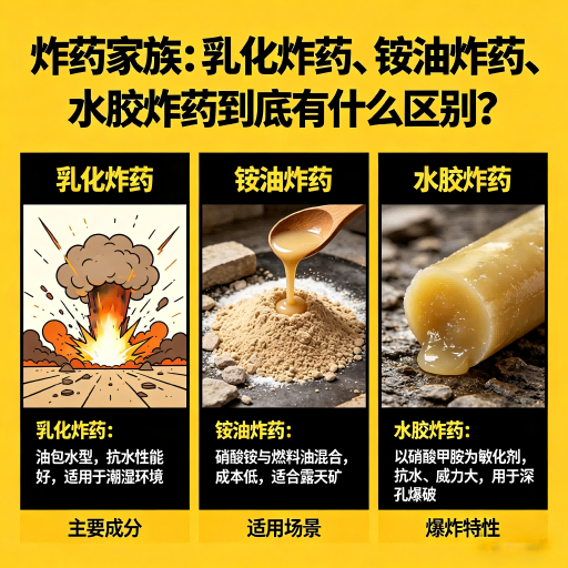 康县炸药家族：乳化炸药、铵油炸药、水胶炸药到底有什么区别？